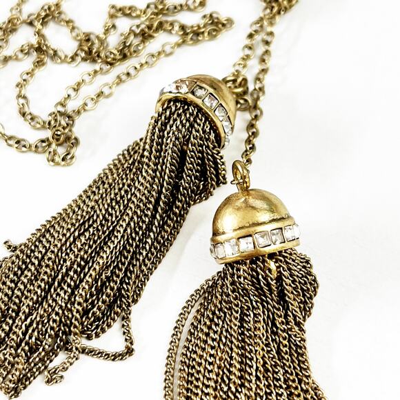 J. Crew Factory Double Tassel Necklace NEW - Picture 6 of 7